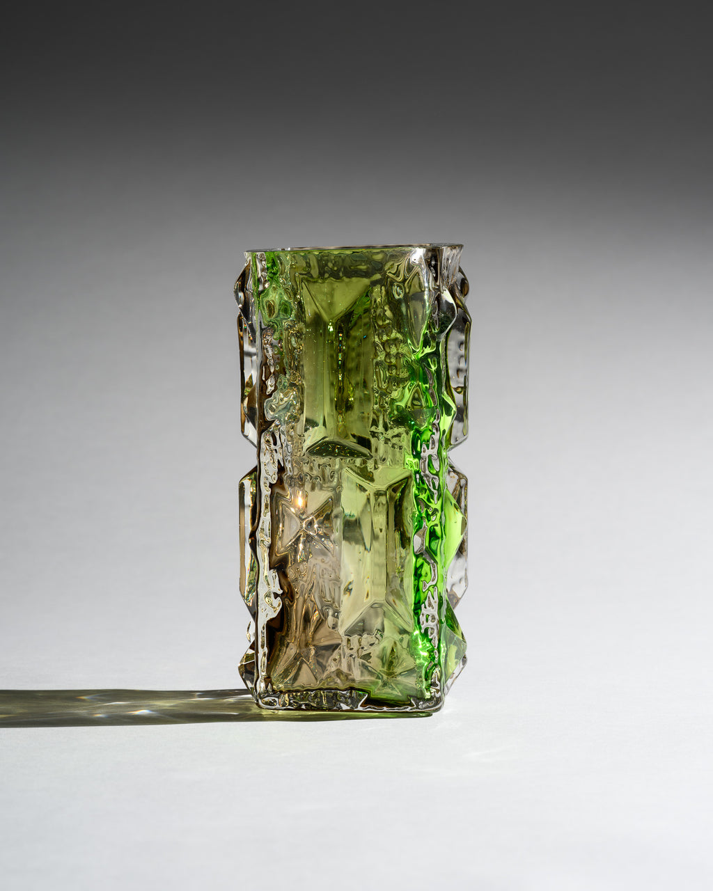 Czech Brutalist Glass Vase – Attributed to Vladislav Urban or Rudolf Jurnikl for Sklo Union, circa 1968–1970s