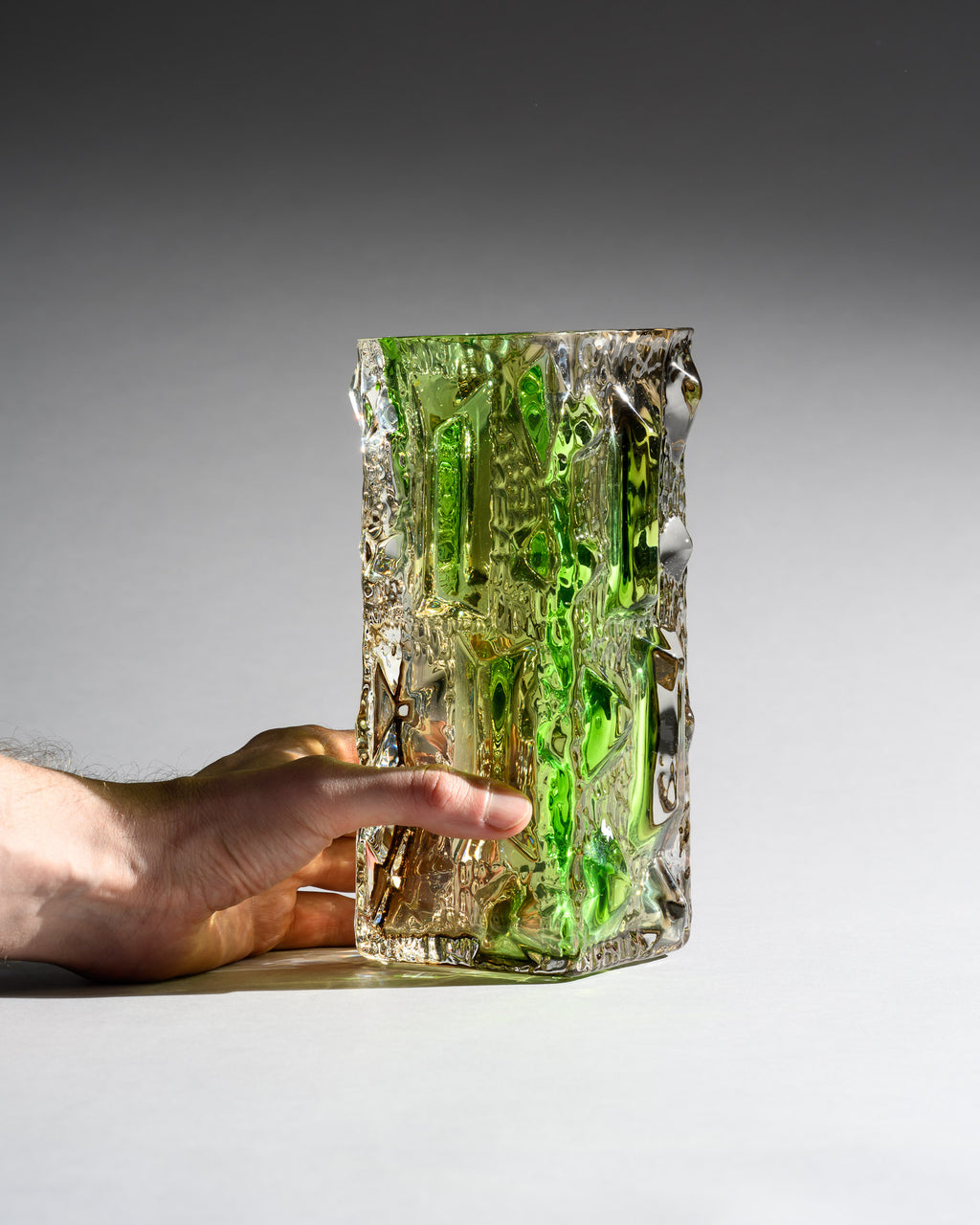 Czech Brutalist Glass Vase – Attributed to Vladislav Urban or Rudolf Jurnikl for Sklo Union, circa 1968–1970s