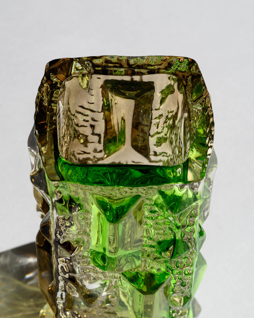 Czech Brutalist Glass Vase – Attributed to Vladislav Urban or Rudolf Jurnikl for Sklo Union, circa 1968–1970s