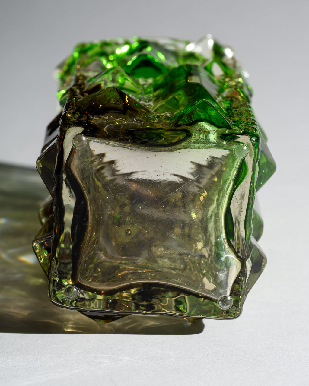 Czech Brutalist Glass Vase – Attributed to Vladislav Urban or Rudolf Jurnikl for Sklo Union, circa 1968–1970s