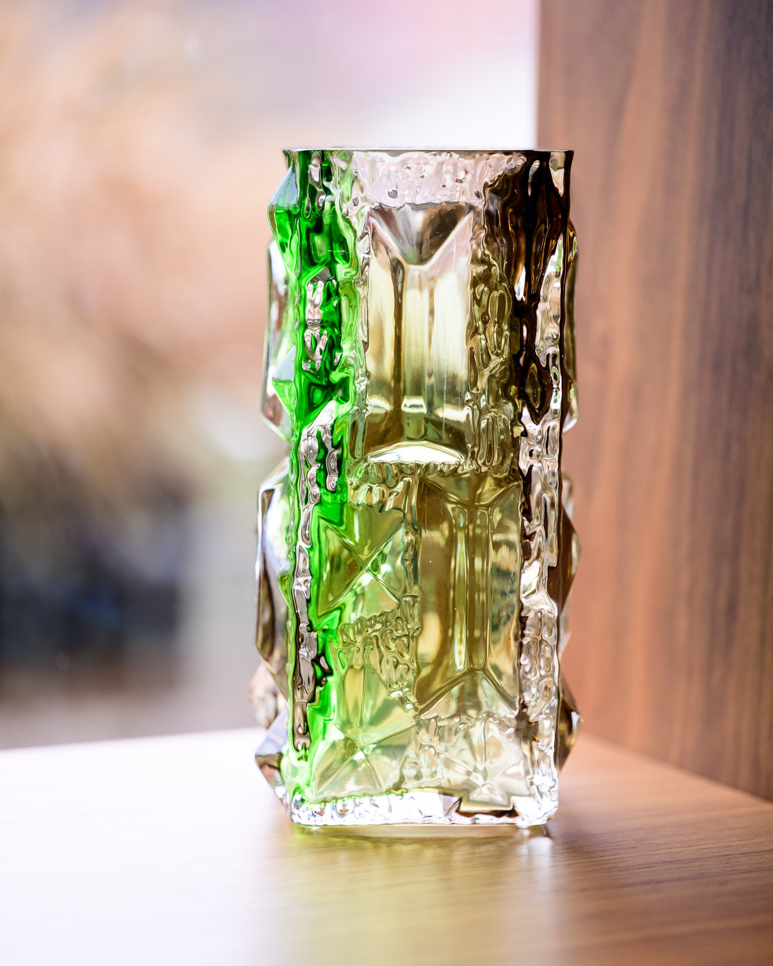 Czech Brutalist Glass Vase – Attributed to Vladislav Urban or Rudolf Jurnikl for Sklo Union, circa 1968–1970s