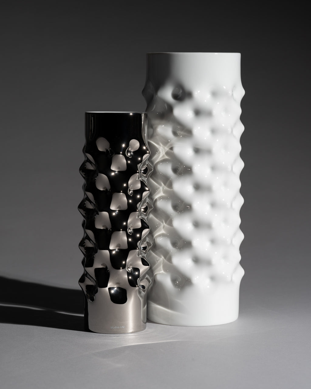 Vibrations White & Silver Porcelain Duo – Dieter Mankau for Rosenthal, 1970s–1980s