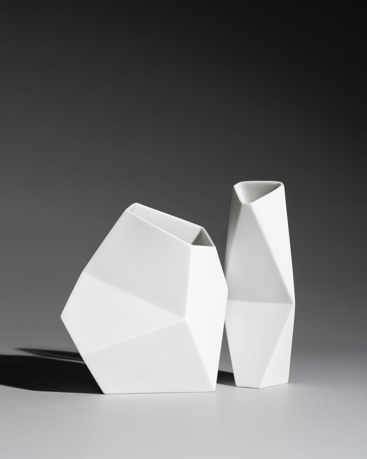 “Surface” Geometric Bisque Porcelain Vase Duo – Achim Haigis for Rosenthal, 2007