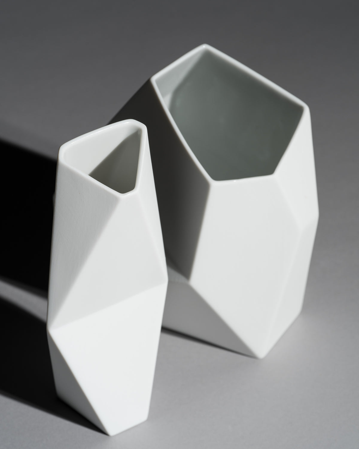 “Surface” Geometric Bisque Porcelain Vase Duo – Achim Haigis for Rosenthal, 2007