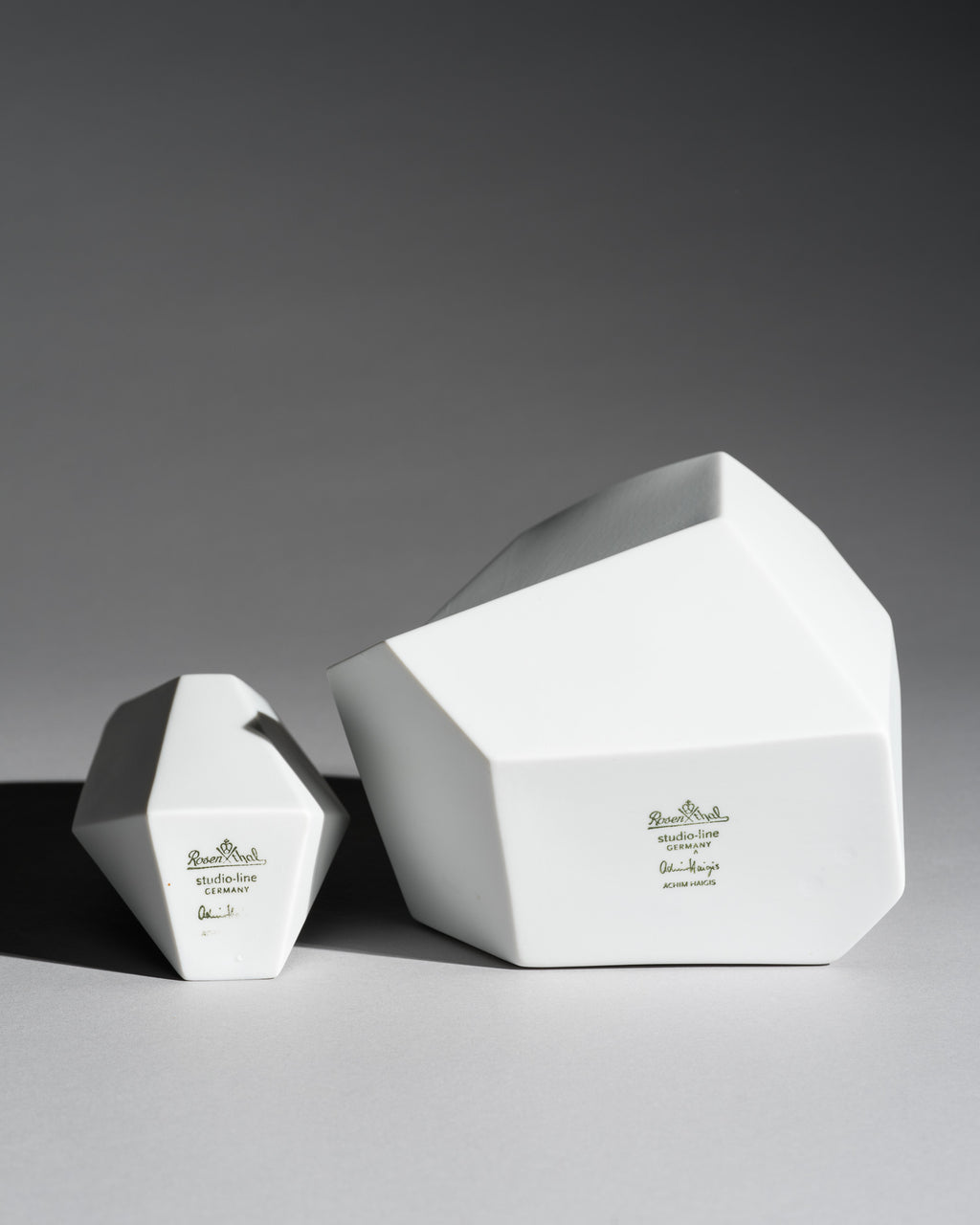 “Surface” Geometric Bisque Porcelain Vase Duo – Achim Haigis for Rosenthal, 2007