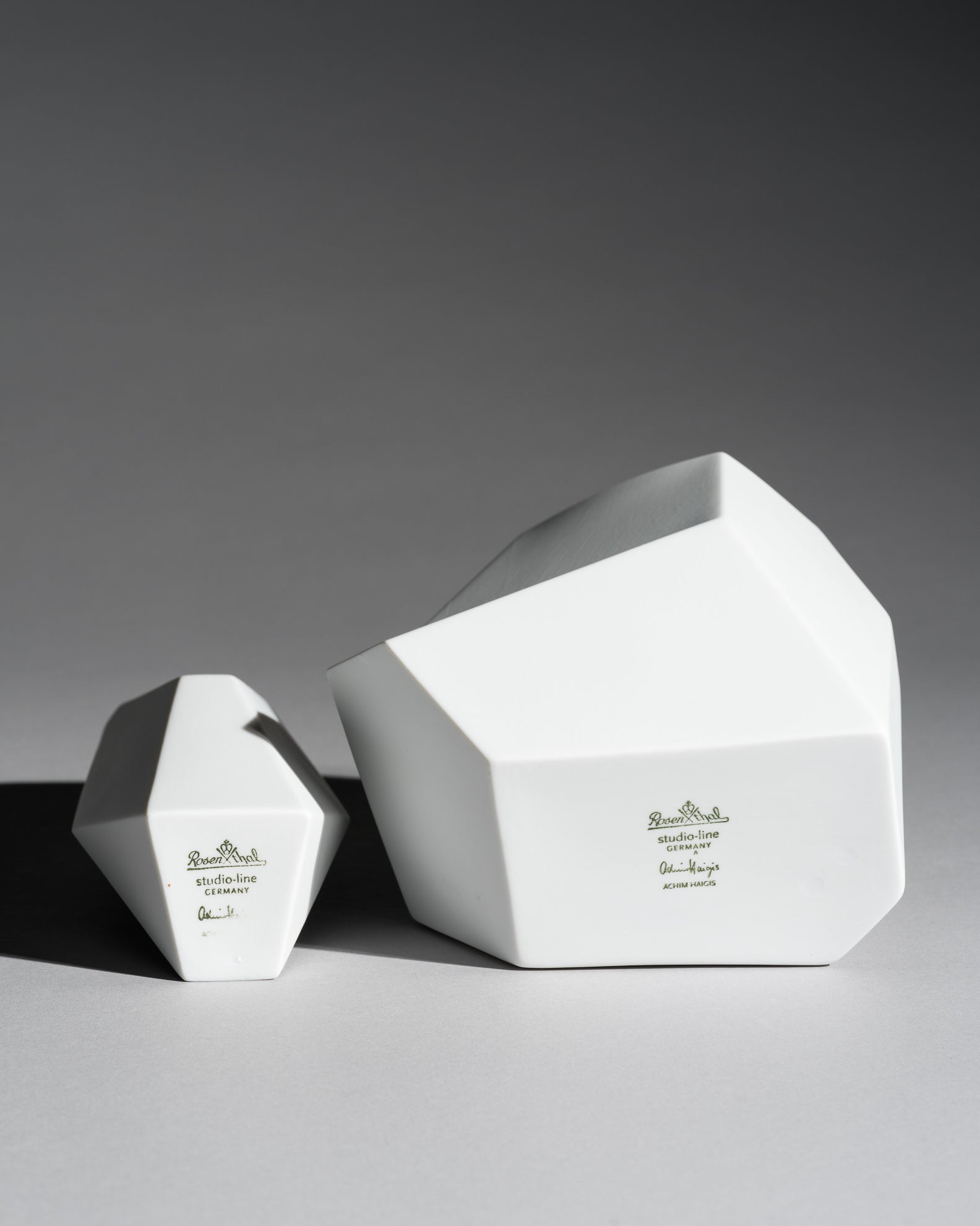 “Surface” Geometric Bisque Porcelain Vase Duo – Achim Haigis for Rosenthal, 2007