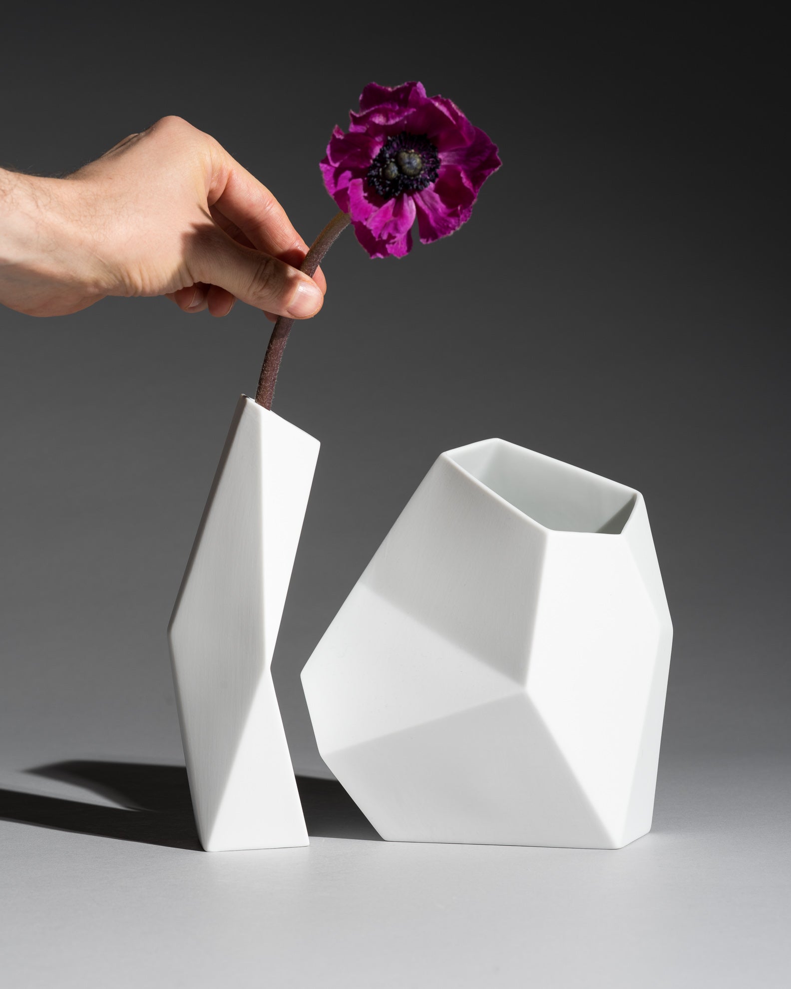 “Surface” Geometric Bisque Porcelain Vase Duo – Achim Haigis for Rosenthal, 2007