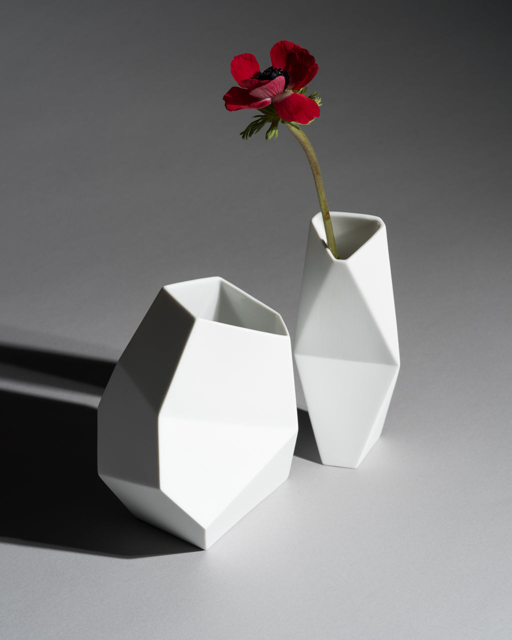 “Surface” Geometric Bisque Porcelain Vase Duo – Achim Haigis for Rosenthal, 2007