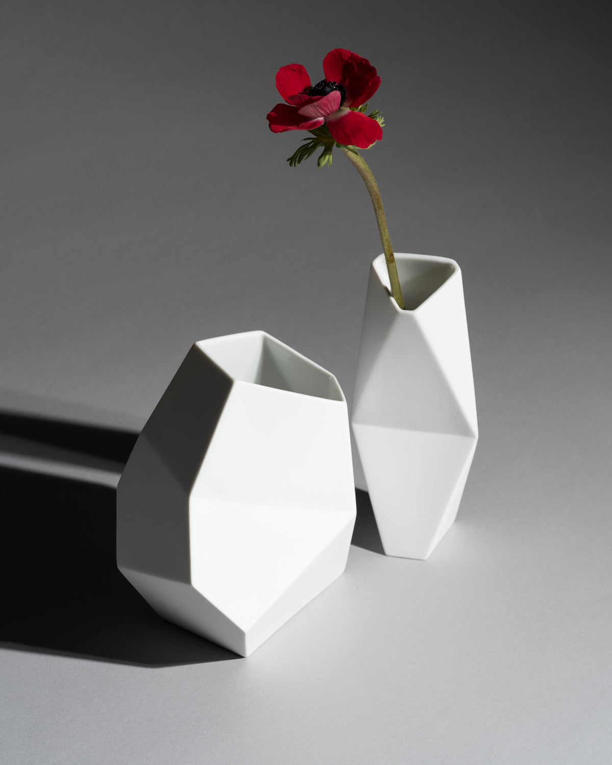 “Surface” Geometric Bisque Porcelain Vase Duo – Achim Haigis for Rosenthal, 2007
