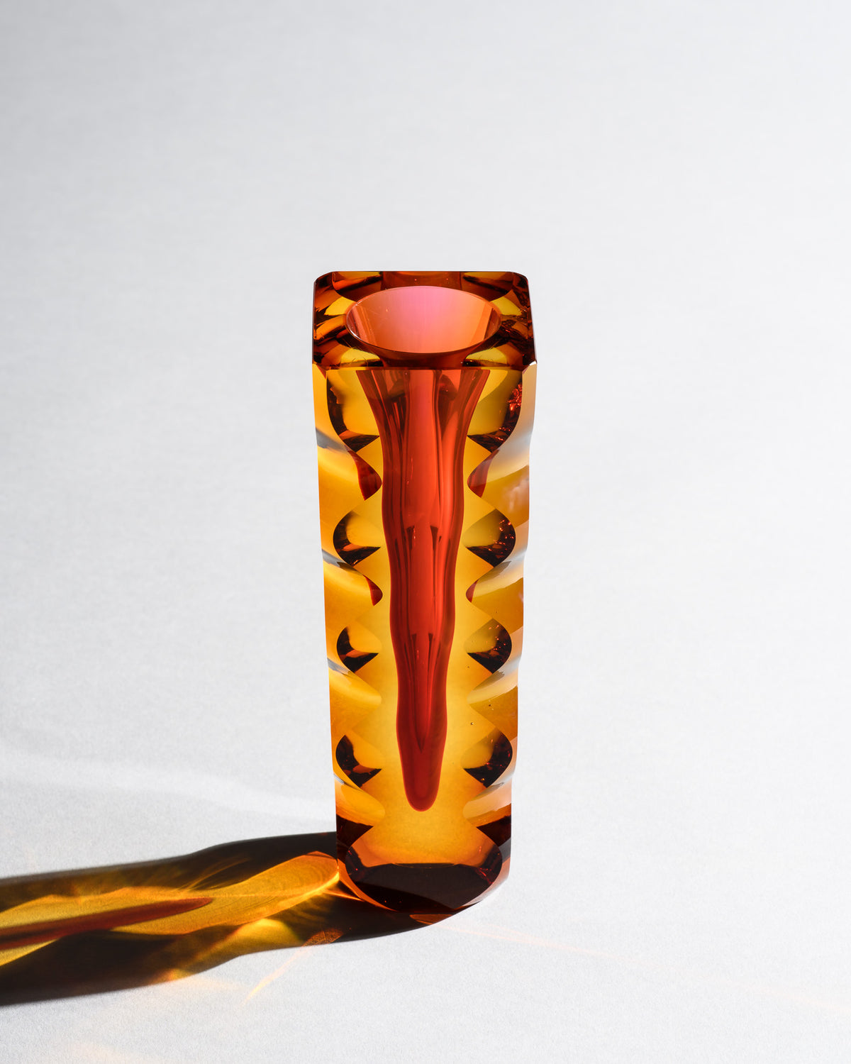 Optic-Cut Art Glass Vase Duo – Oldrich Lipsky for Exbor, 1960s