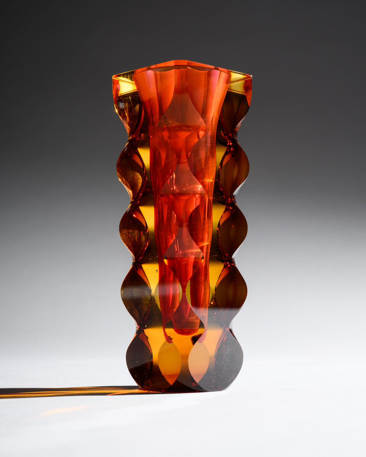 Optic-Cut Art Glass Vase Duo – Oldrich Lipsky for Exbor, 1960s
