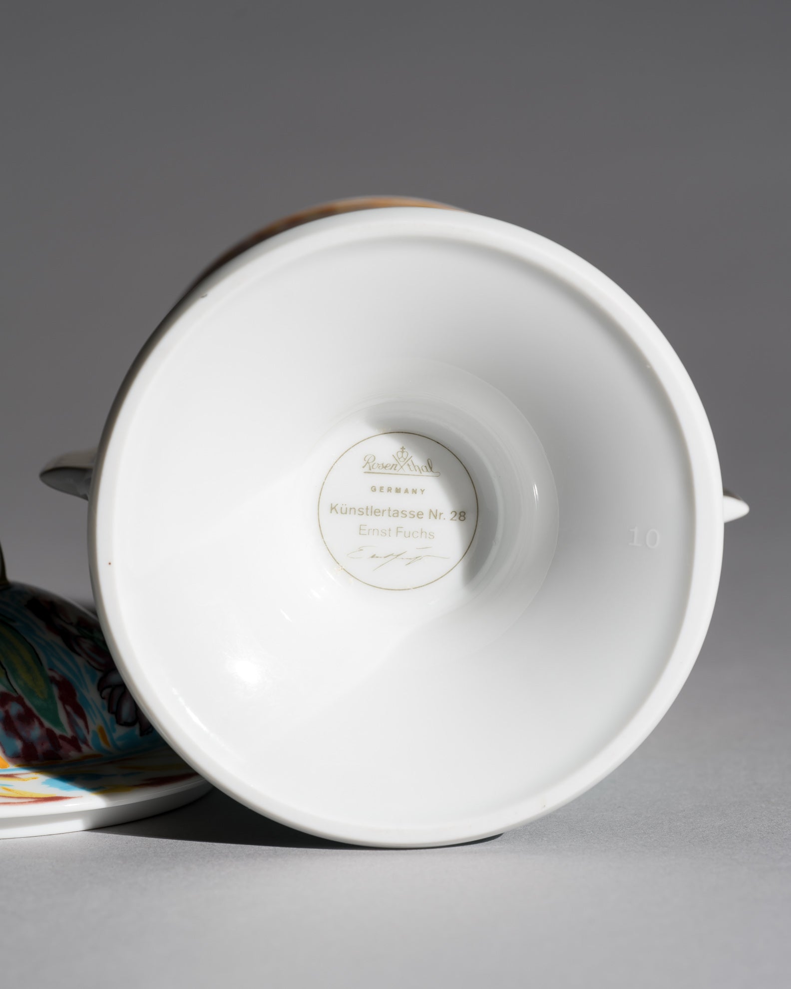 Porcelain Cup with Lid Künstlertasse No. 28 – Ernst Fuchs for Rosenthal, 1980