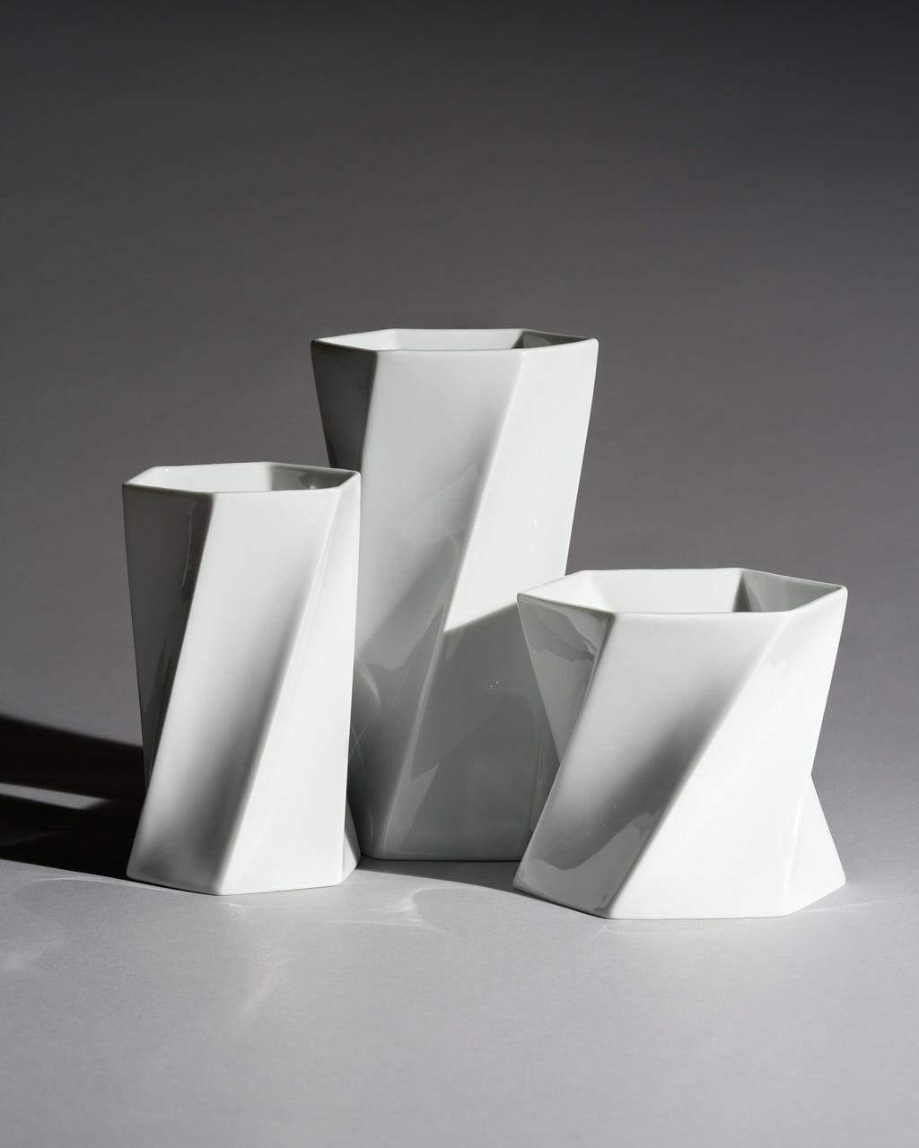 Glossy Porcelain Vase Trio - Jan van der Vaart for Rosenthal, 1985