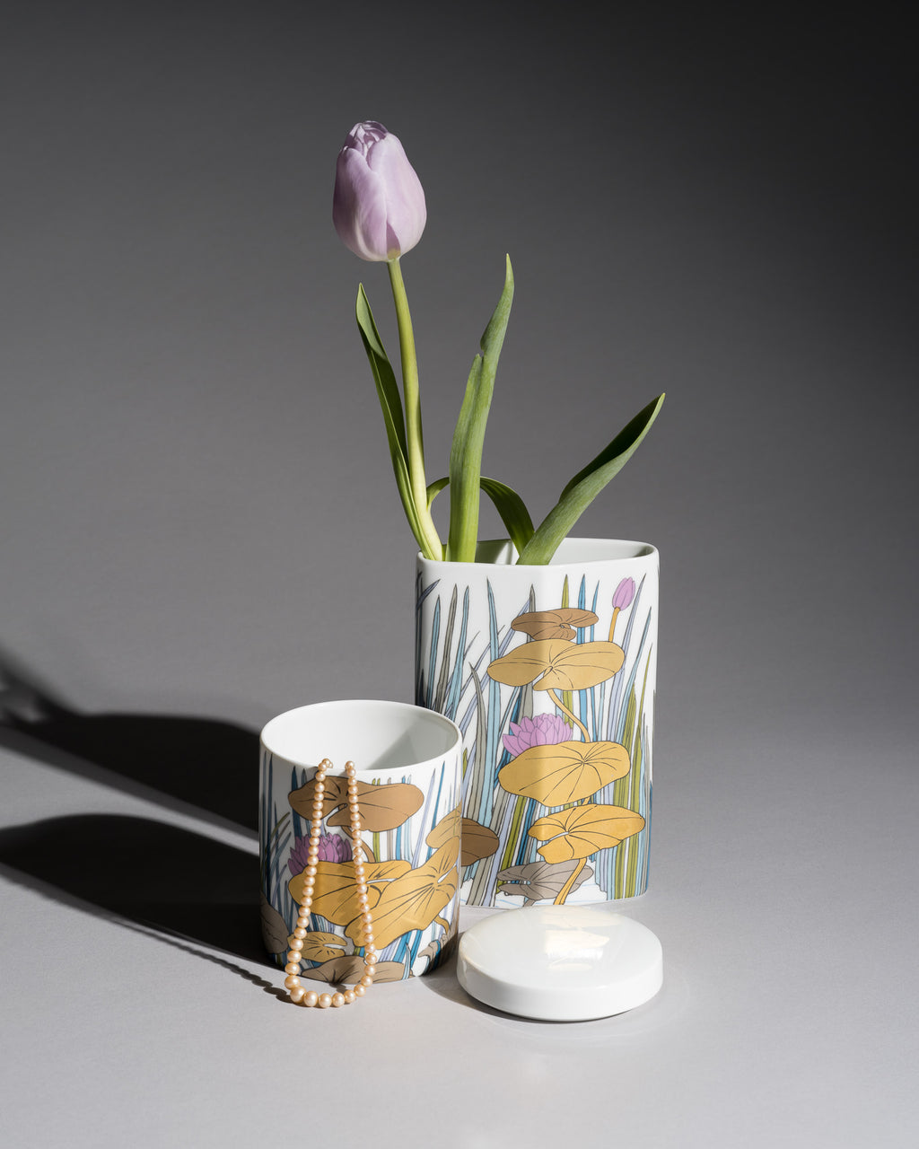 Floral Porcelain Vase & Lidded Box Set - Alain Le Foll and Tapio Wirkkala for Rosenthal, 1983–1984