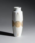 White & Gold Kugel-Ellipsen Porcelain Vase – Ernst August Sundermann for Fürstenberg, 1972