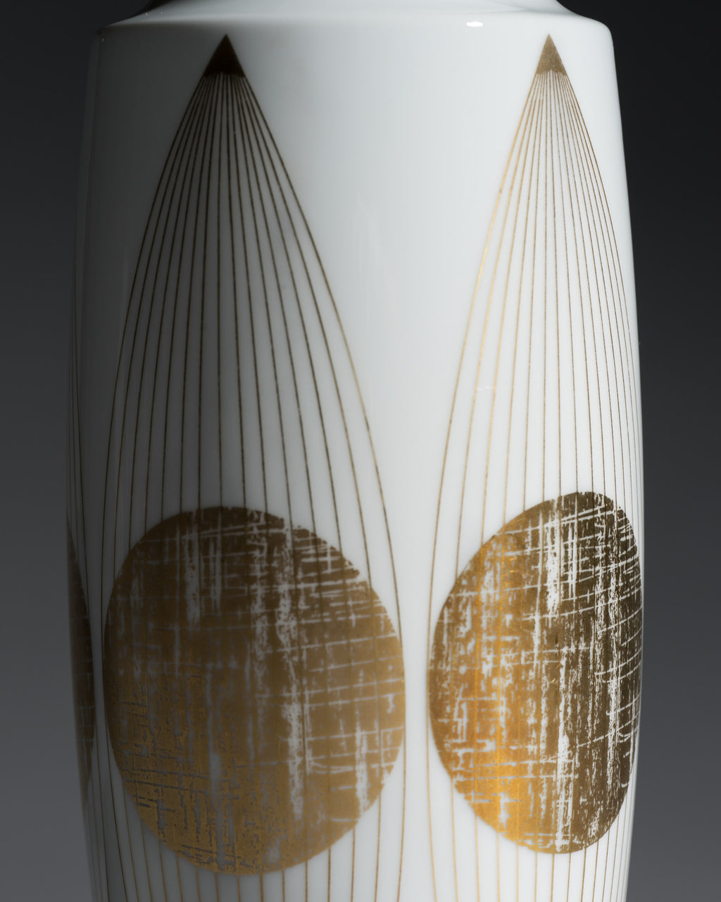 White & Gold Kugel-Ellipsen Porcelain Vase – Ernst August Sundermann for Fürstenberg, 1972