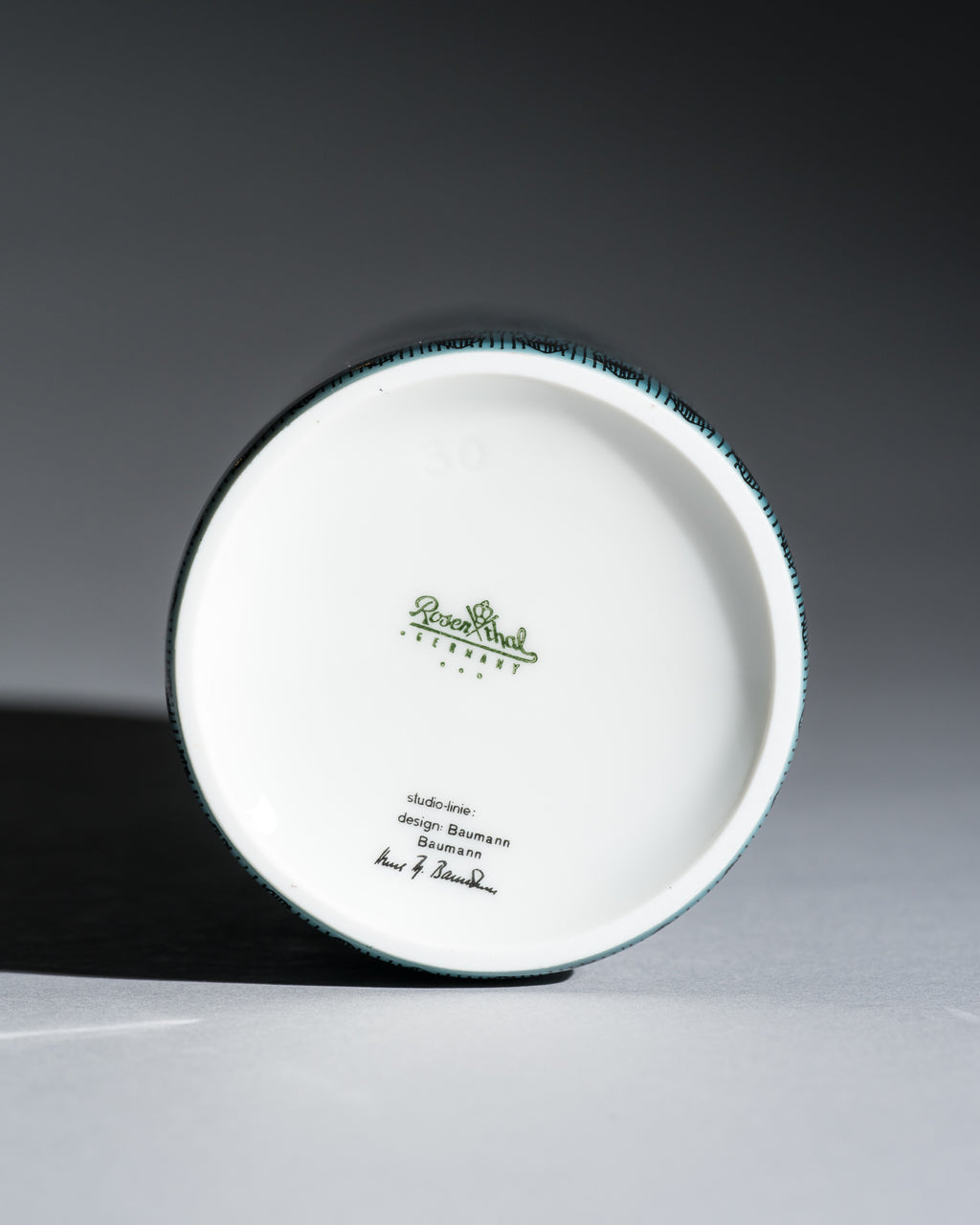 Turquoise Graphic Porcelain Trio – Theo Baumann for Rosenthal, 1964–1965