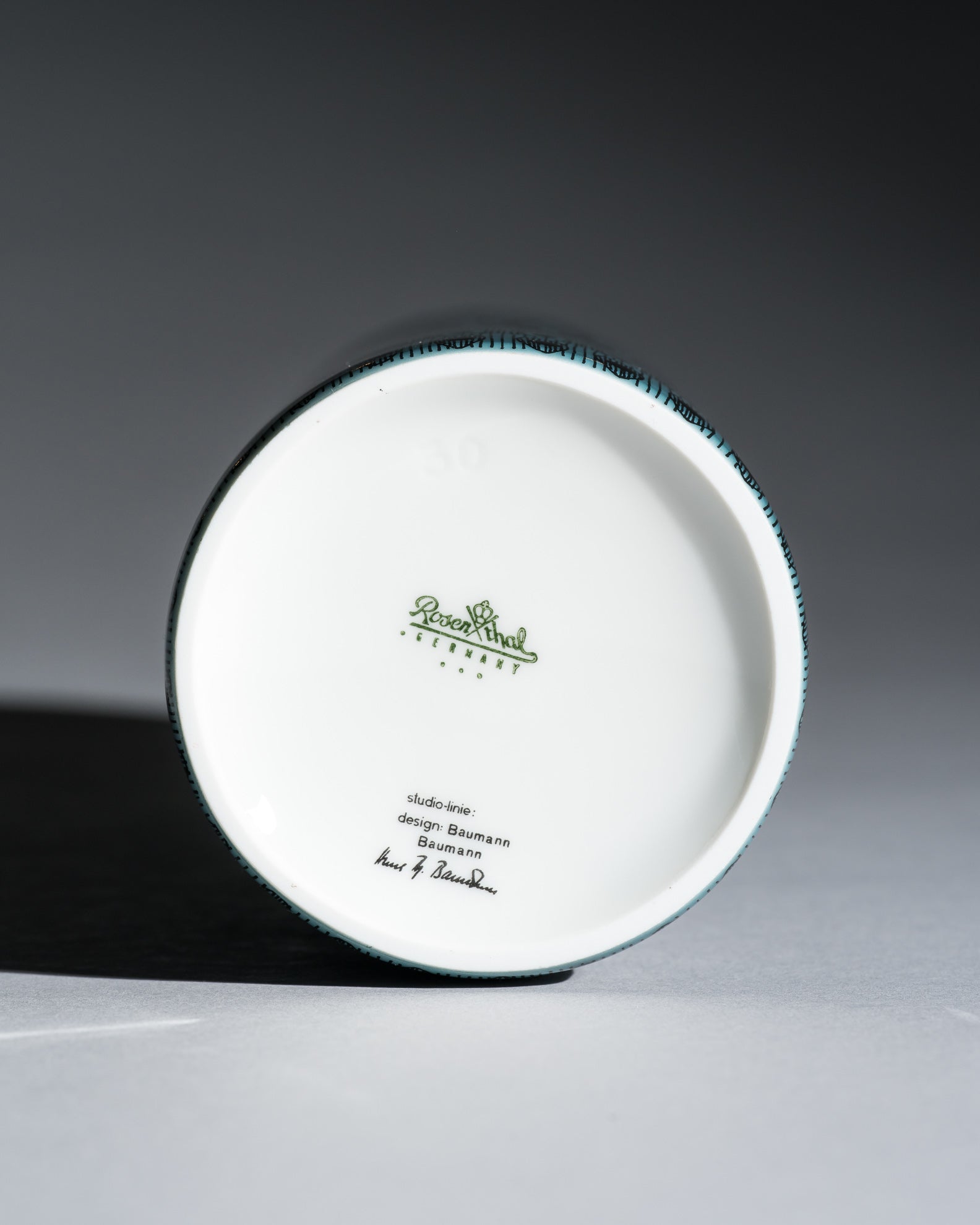 Turquoise Graphic Porcelain Trio – Theo Baumann for Rosenthal, 1964–1965