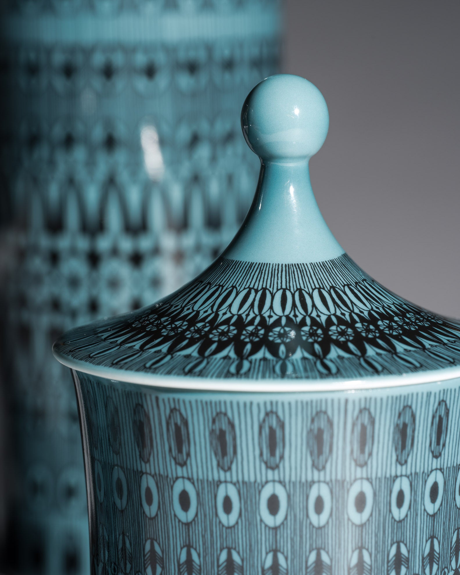Turquoise Graphic Porcelain Trio – Theo Baumann for Rosenthal, 1964–1965