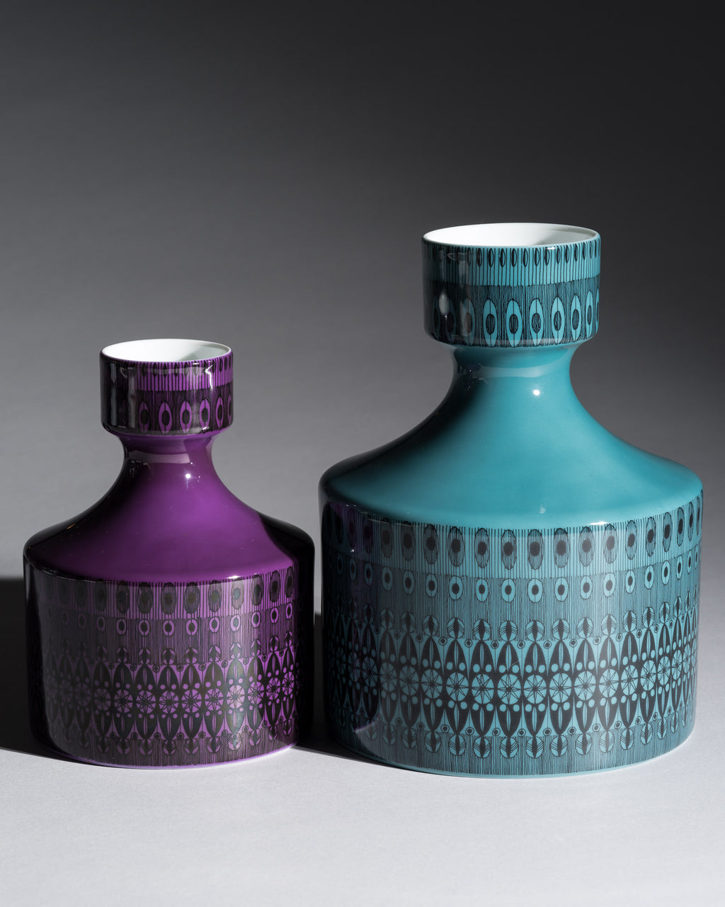 Graphic Porcelain Vase Duo – Theo Baumann for Rosenthal, 1964
