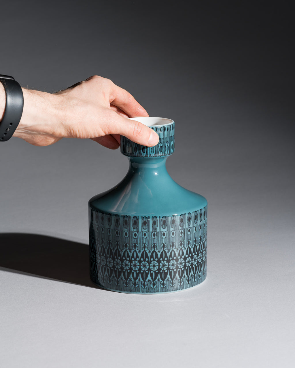 Turquoise Graphic Porcelain Trio – Theo Baumann for Rosenthal, 1964–1965
