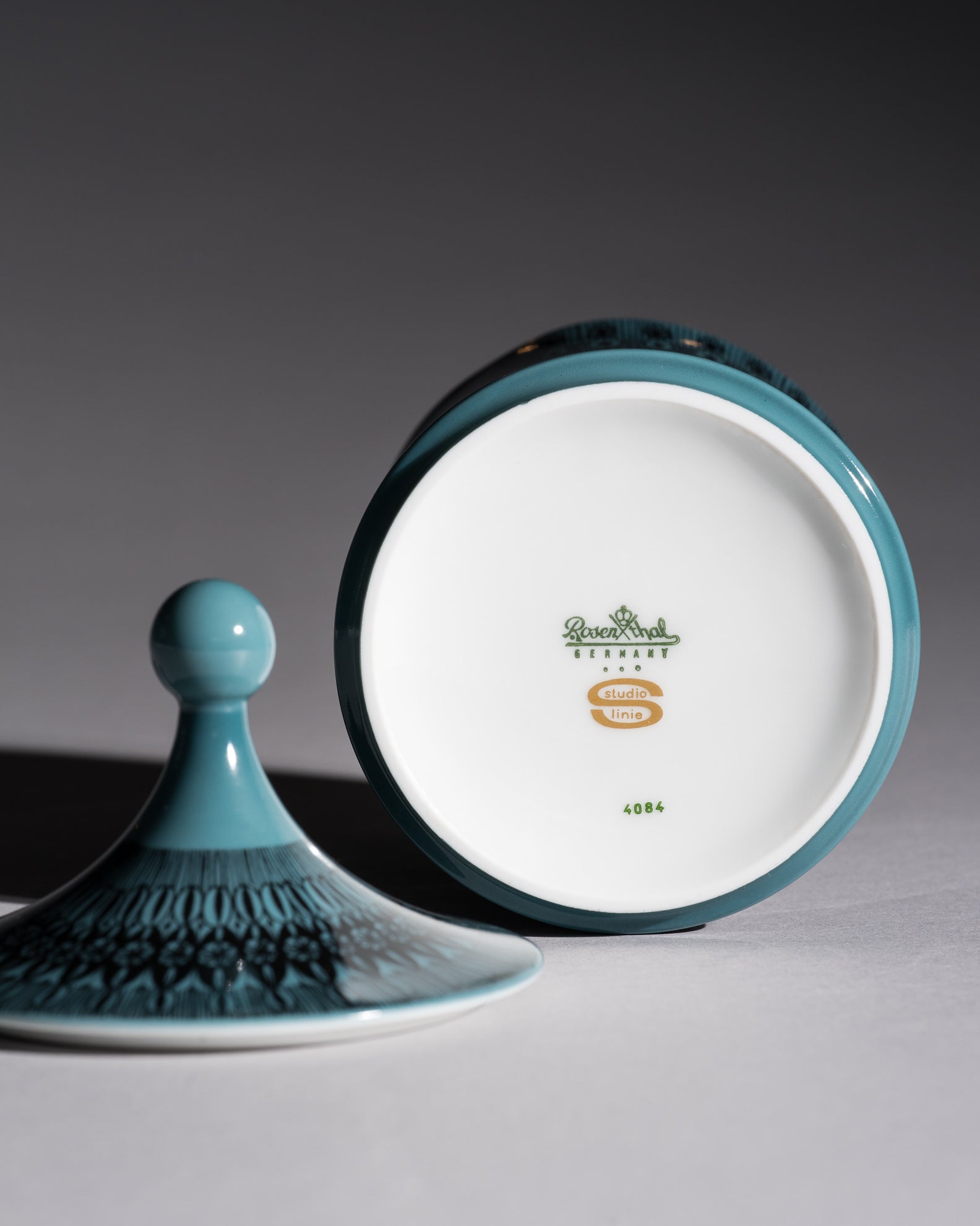 Turquoise Graphic Porcelain Trio – Theo Baumann for Rosenthal, 1964–1965