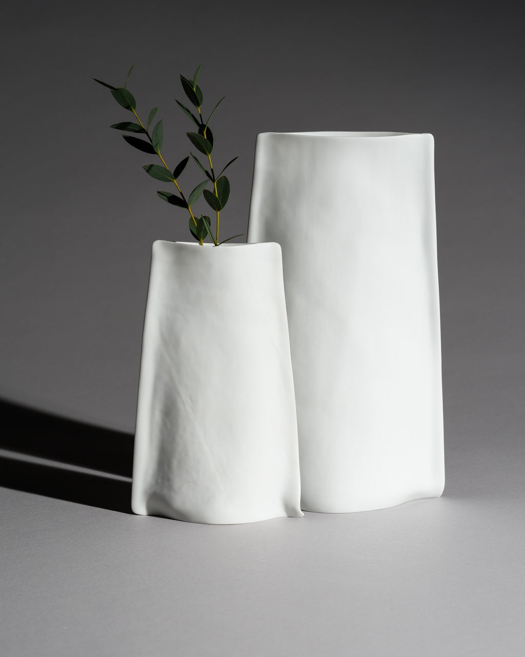 White Bisque Porcelain Vase Duo – Johan van Loon for Rosenthal, 1982–1983