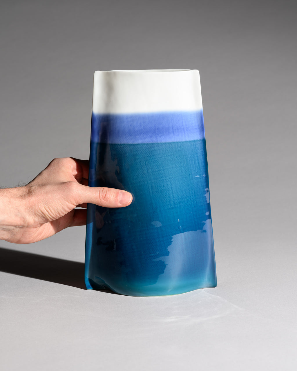 Blue Gradient Porcelain Vase Duo – Johan van Loon for Rosenthal, 1986