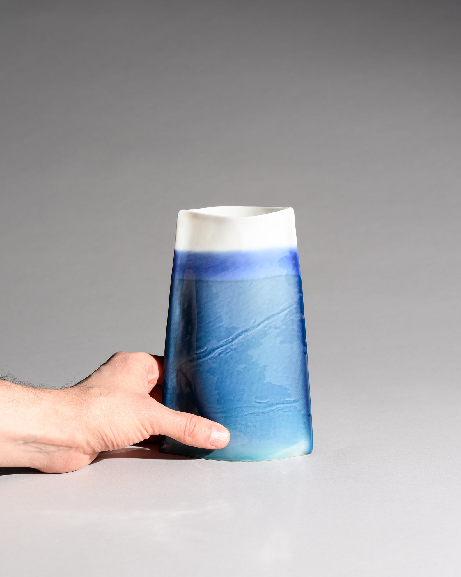 Blue Gradient Porcelain Vase Duo – Johan van Loon for Rosenthal, 1986