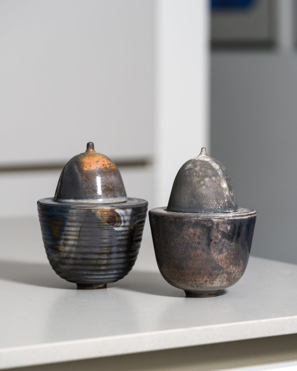 Grey-Blue Stoneware Box Duo – Mario Enke Studio Pottery, 2010