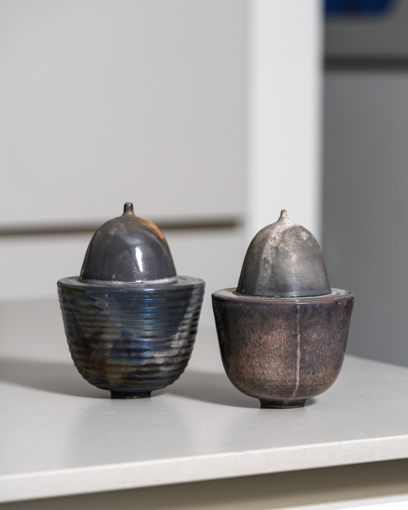 Grey-Blue Stoneware Box Duo – Mario Enke Studio Pottery, 2010