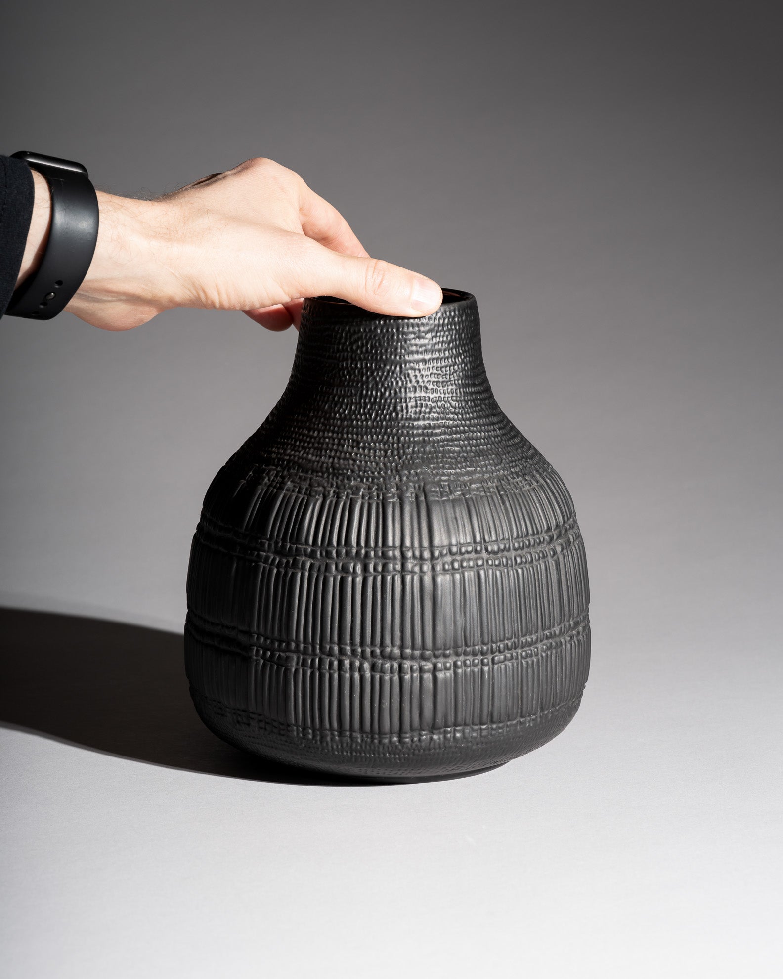 Textured Porcelain Noir Trio – Martin Freyer, Elsa Fischer-Treyden & Margret Hildebrand for Rosenthal, 1980s–1990s