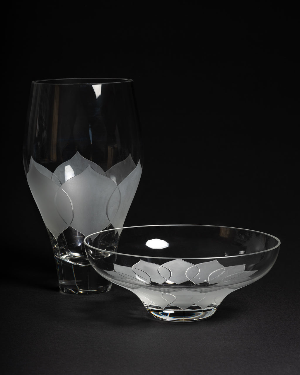 Lotus Glass Vase & Bowl  – Bjørn Wiinblad for Rosenthal, 1970s