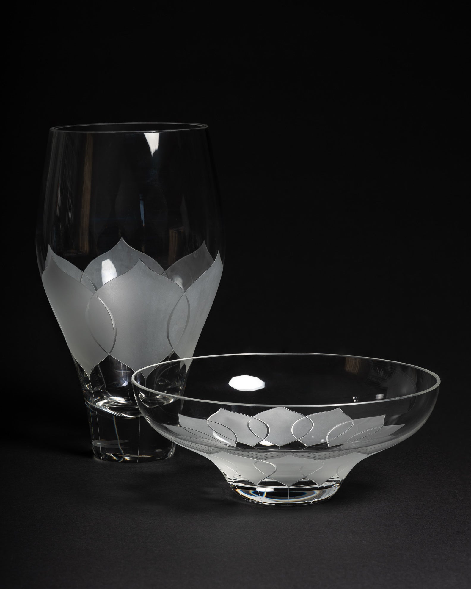 Lotus Glass Vase & Bowl  – Bjørn Wiinblad for Rosenthal, 1970s