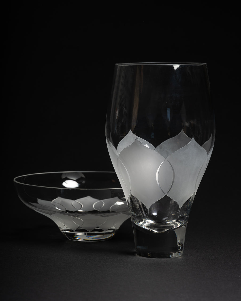 Lotus Glass Vase & Bowl  – Bjørn Wiinblad for Rosenthal, 1970s