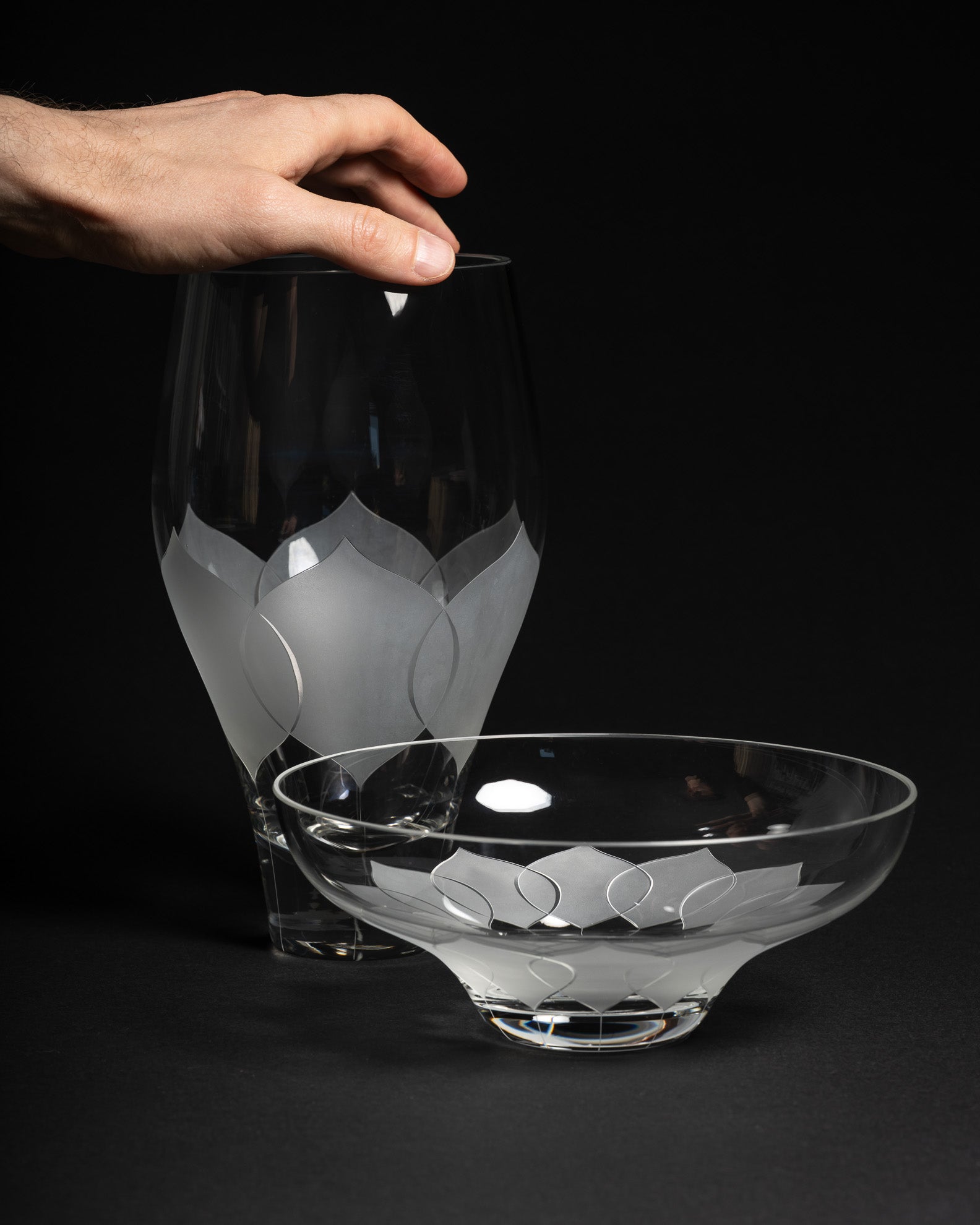 Lotus Glass Vase & Bowl  – Bjørn Wiinblad for Rosenthal, 1970s