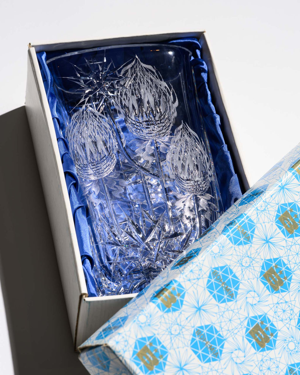 Thistle Cut Crystal Vase – Josef Švarc for Poděbrady / Bohemia Glassworks, 1960s–1970s