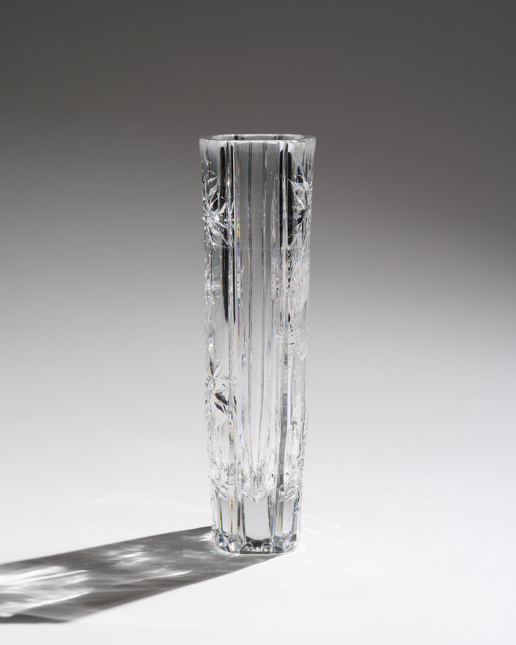 Thistle Cut Crystal Vase – Josef Švarc for Poděbrady / Bohemia Glassworks, 1960s–1970s