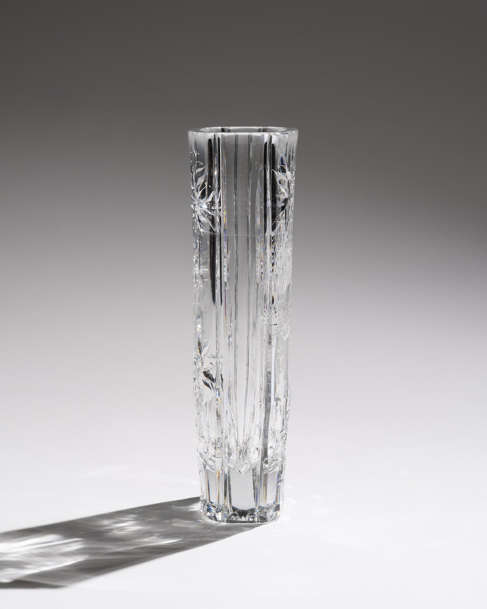 Thistle Cut Crystal Vase – Josef Švarc for Poděbrady / Bohemia Glassworks, 1960s–1970s