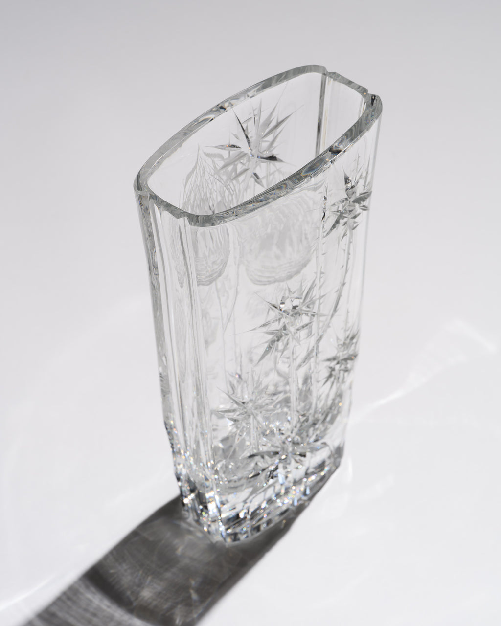 Thistle Cut Crystal Vase – Josef Švarc for Poděbrady / Bohemia Glassworks, 1960s–1970s