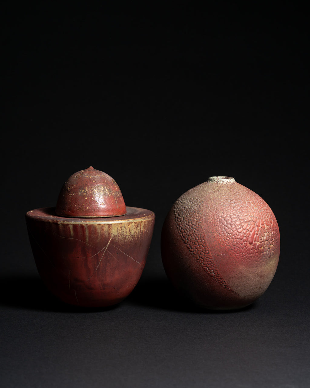 Iron-Red Vase & Lidded Box Set – Mario Enke Studio Pottery, 2010