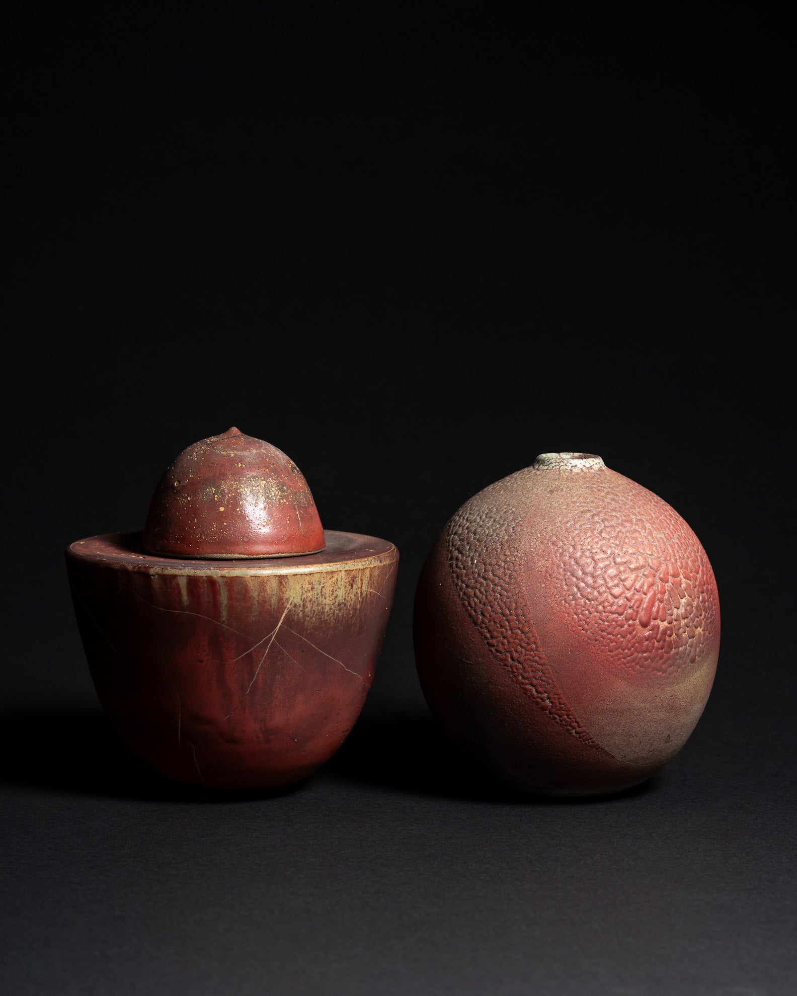 Iron-Red Vase & Lidded Box Set – Mario Enke Studio Pottery, 2010