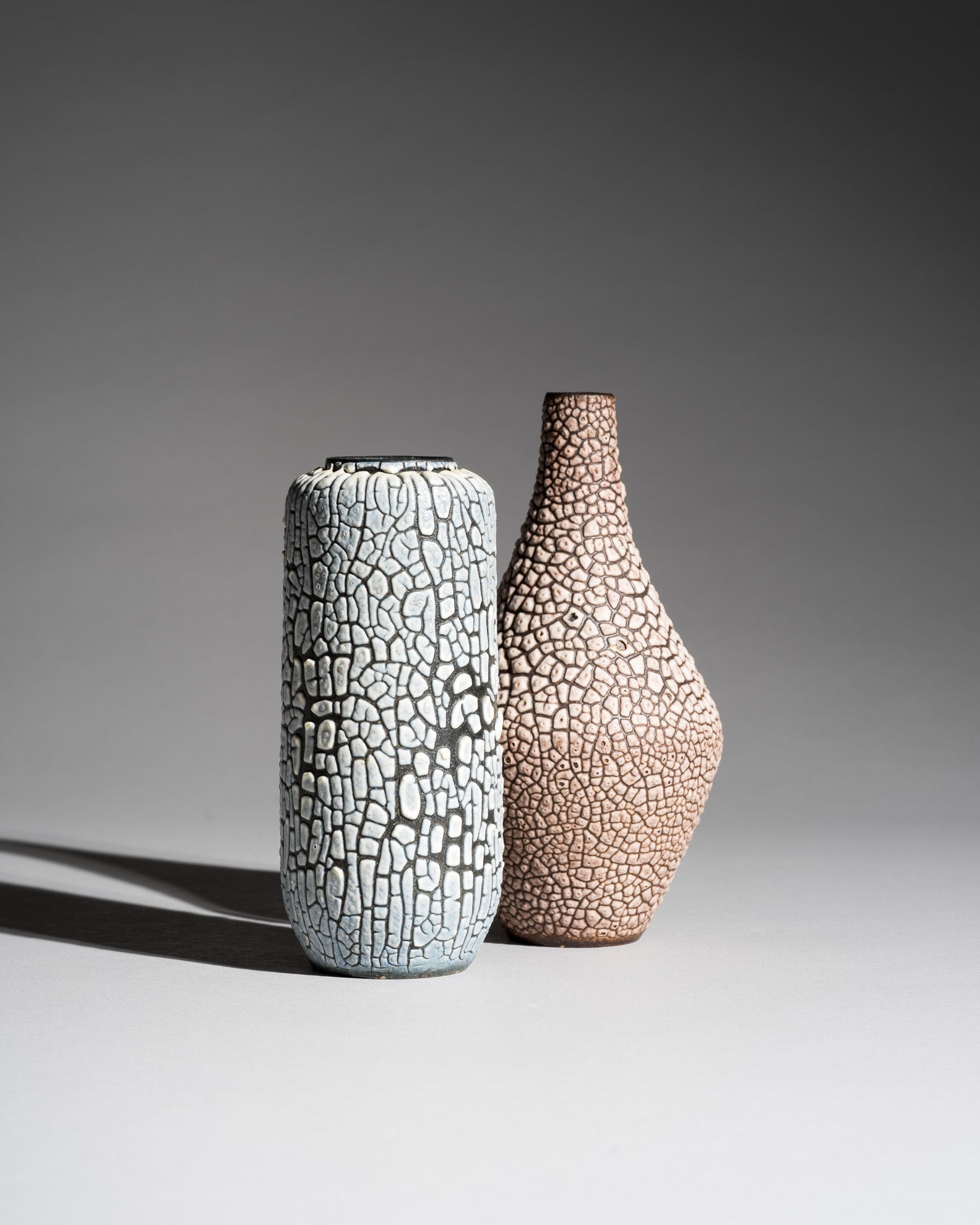 Snakeskin Glaze Ceramic Duo – Albert Kiessling, Mid–Late 20th Century