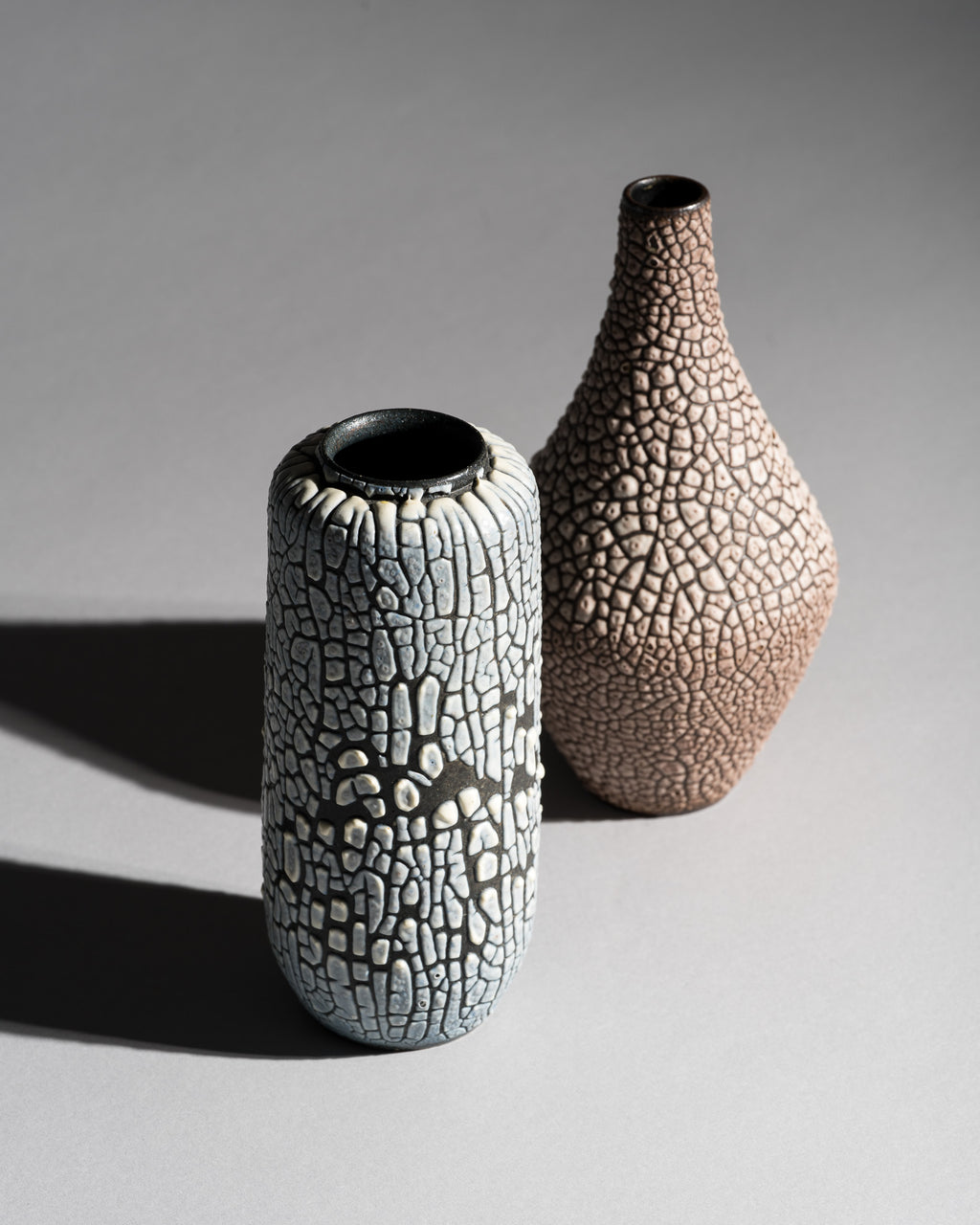 Snakeskin Glaze Ceramic Duo – Albert Kiessling, Mid–Late 20th Century