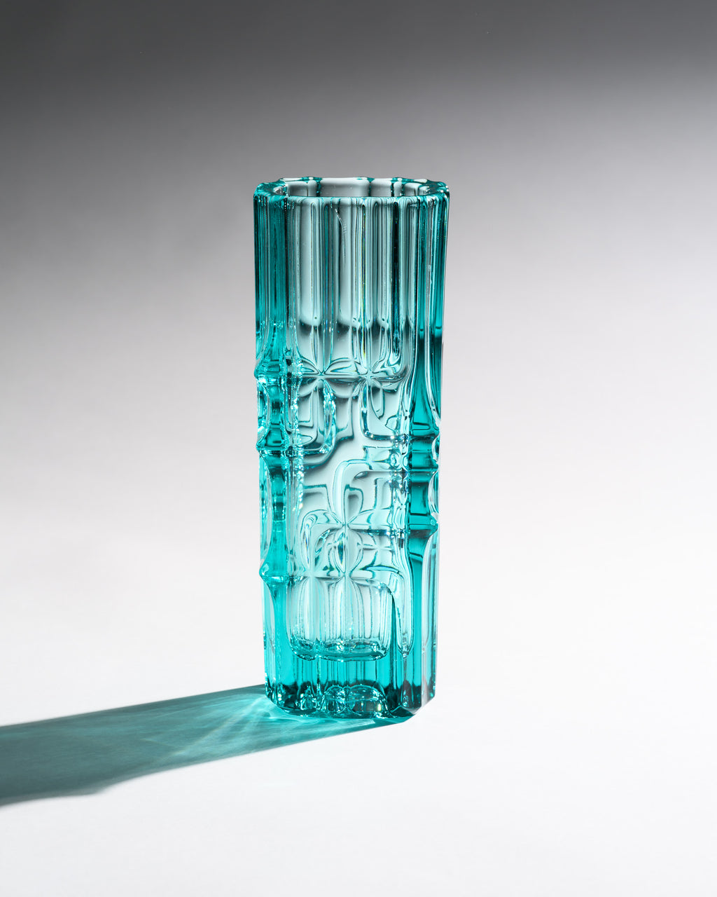 Turquoise Pressed Glass Vase – Vladislav Urban for Sklo Union (Rosice), 1968