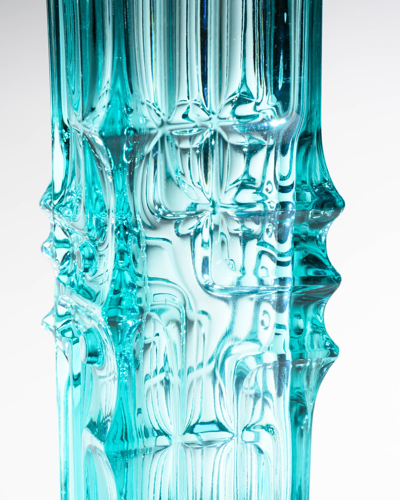 Turquoise Pressed Glass Vase – Vladislav Urban for Sklo Union (Rosice), 1968