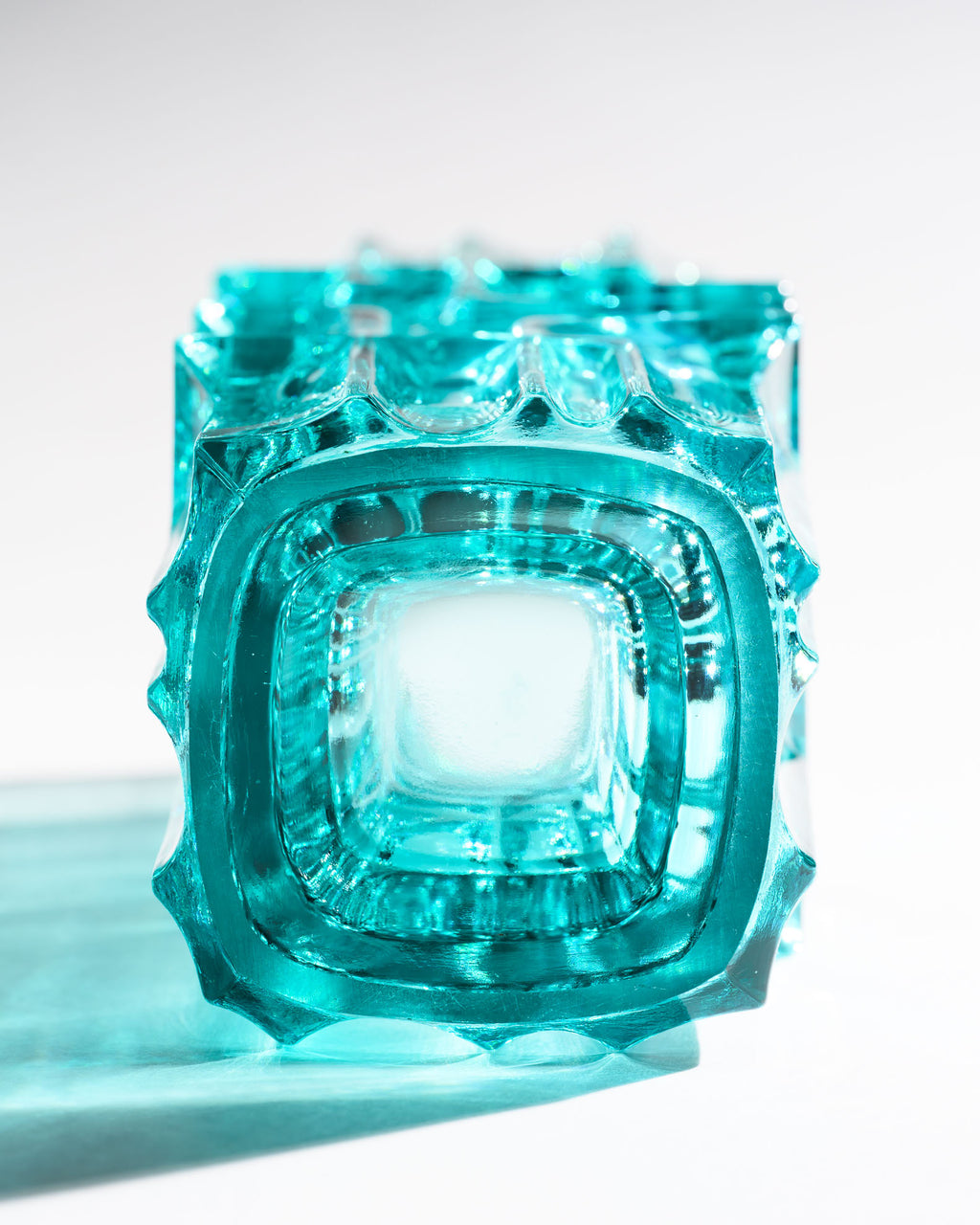 Turquoise Pressed Glass Vase – Vladislav Urban for Sklo Union (Rosice), 1968
