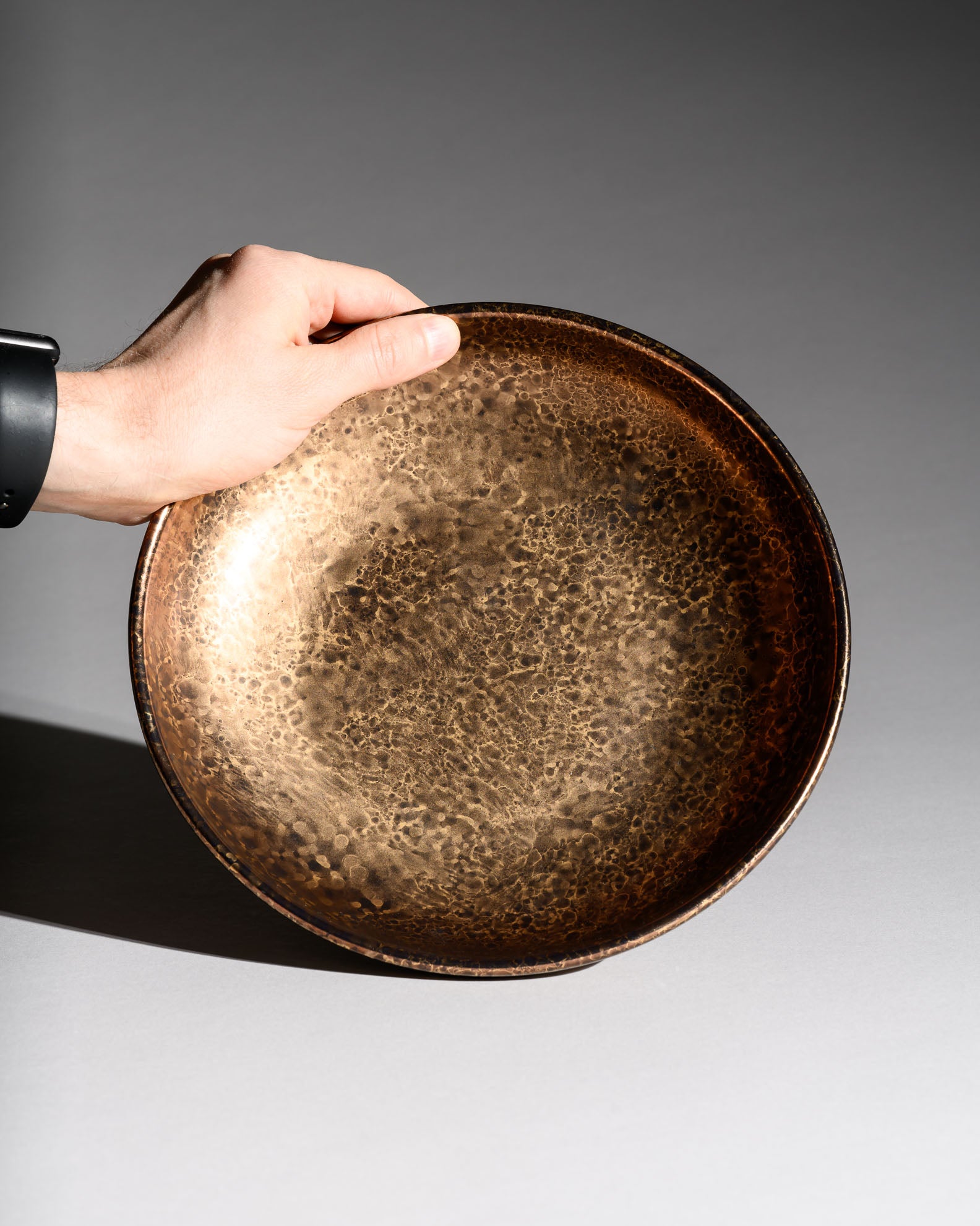 Gold-Brown Hammered Effect Ceramic Bowl – Ceramics, Mid-Century Style