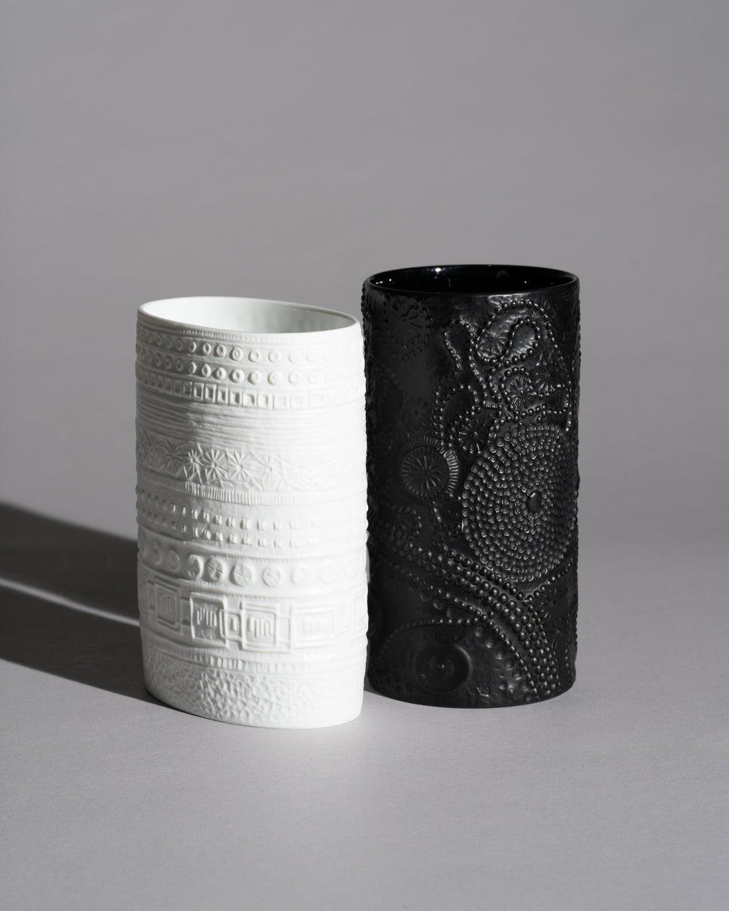 Black & White Relief Vase Duo - Martin Freyer for Rosenthal, 1970s