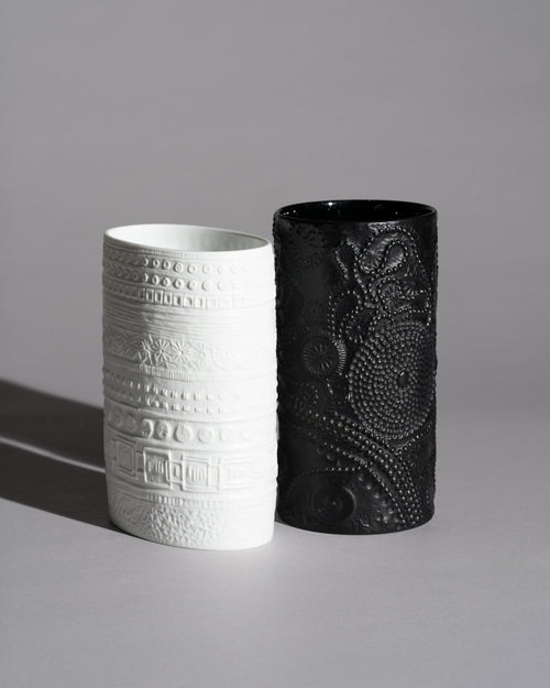 Black & White Relief Vase Duo - Martin Freyer for Rosenthal, 1970s